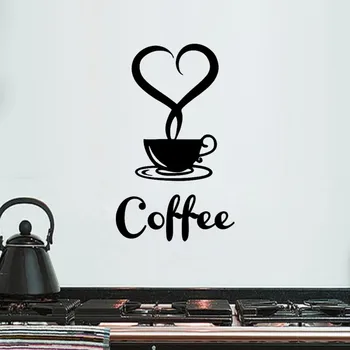 ויניל ההגעה תה, ספלי קפה קפה המדבקה מדבקה יפה עיצוב ואמנות קיר לעיצוב הבית