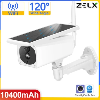 Camhi שמש מצלמה חיצונית עם 4G SIM 120° רחב זווית 1080P אלחוטית WiFi מצלמות אבטחה בבית הגנת מעקב IP Cam